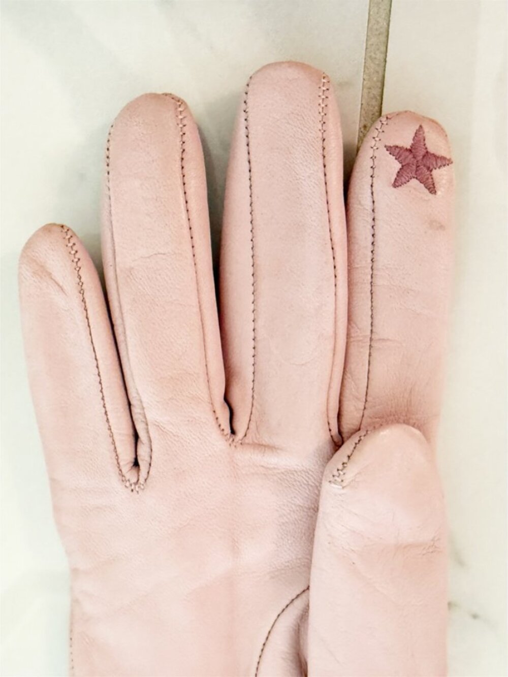 NM Neiman Marcus Ladies Pink Leather Cashmere Lined Gloves 6.5 - Picture 4 of 11